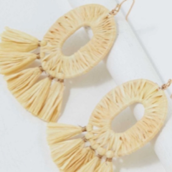 American Eagle Outfitters Jewelry - American Eagle Rafia Tassel Earrings NWT
